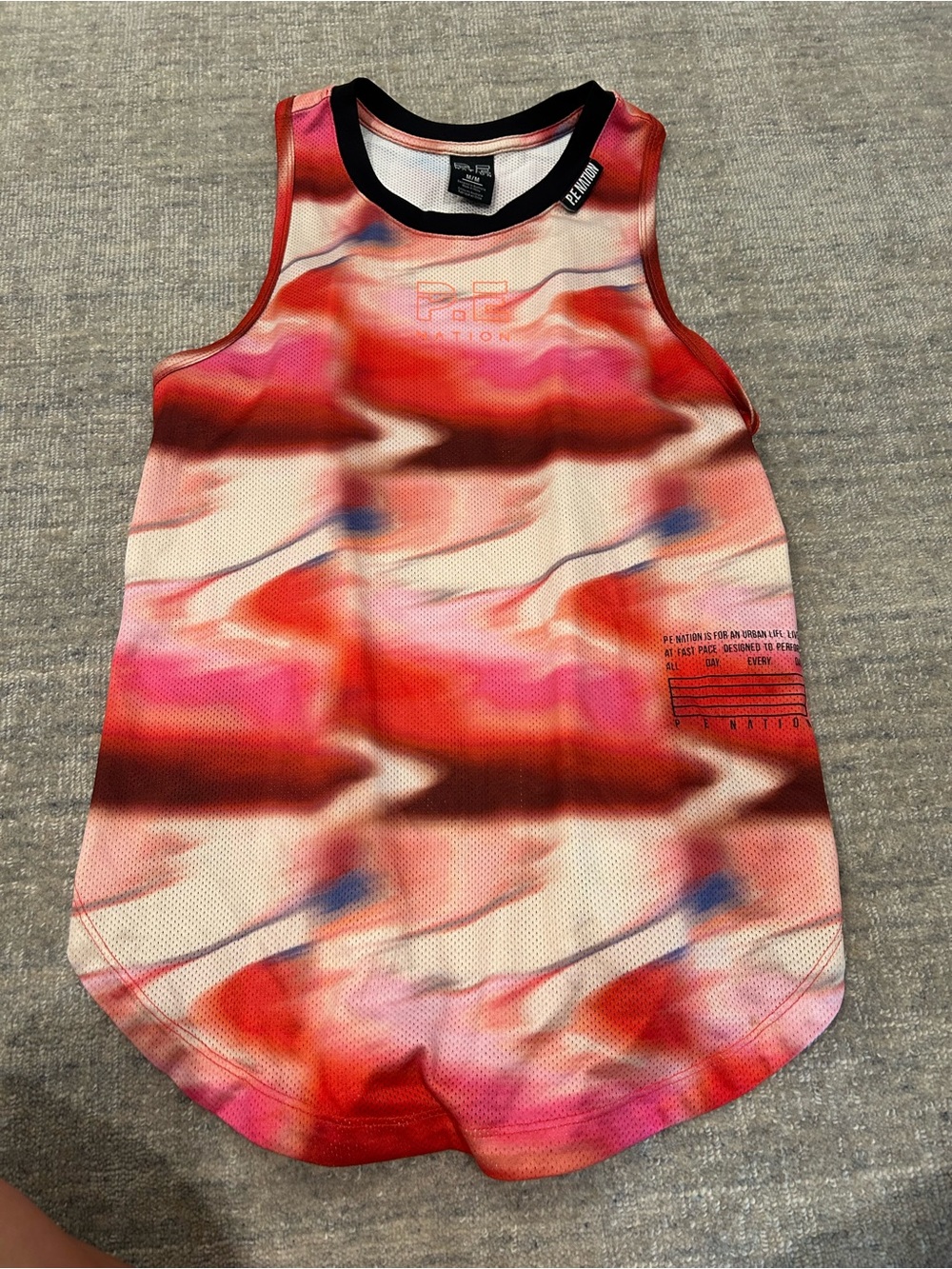 P.E Nation Red and Pink Gradient Mesh Top